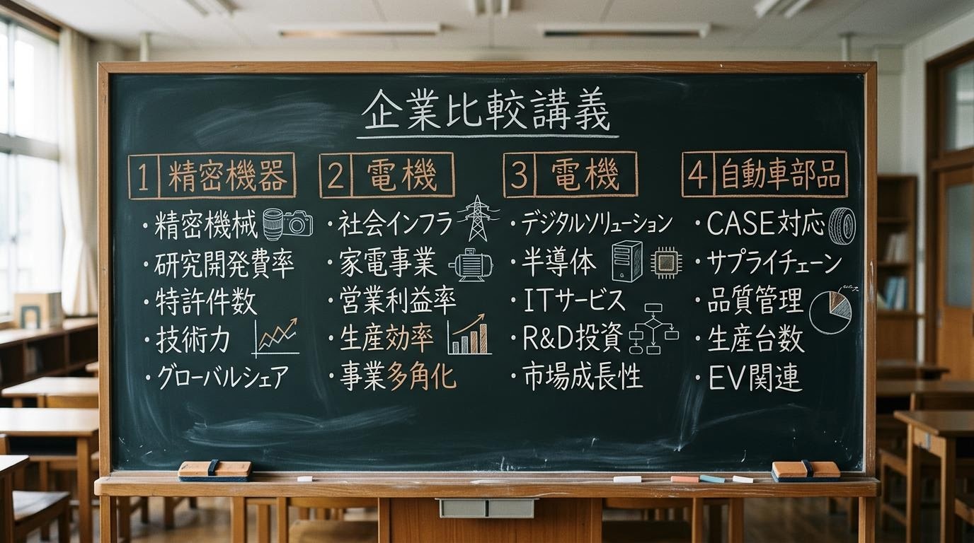 4銘柄の比較黒板