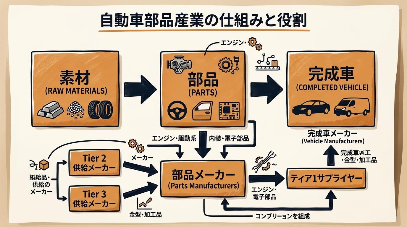 自動車部品セクター講義のボード